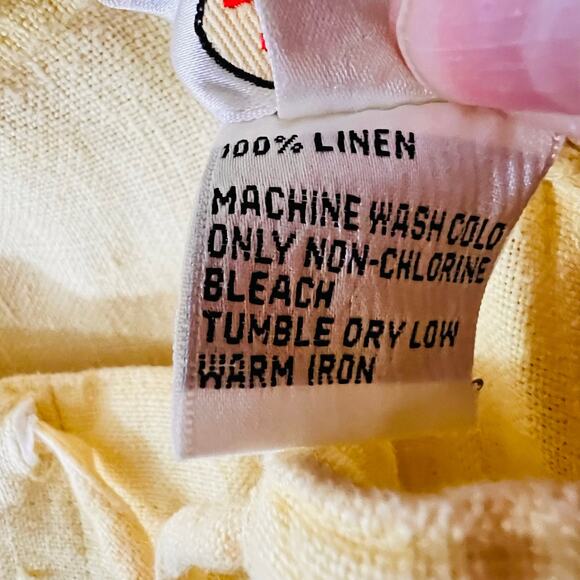 Talbots Linen Pants Yellow Straight Leg Size 10 - Picture 9 of 10